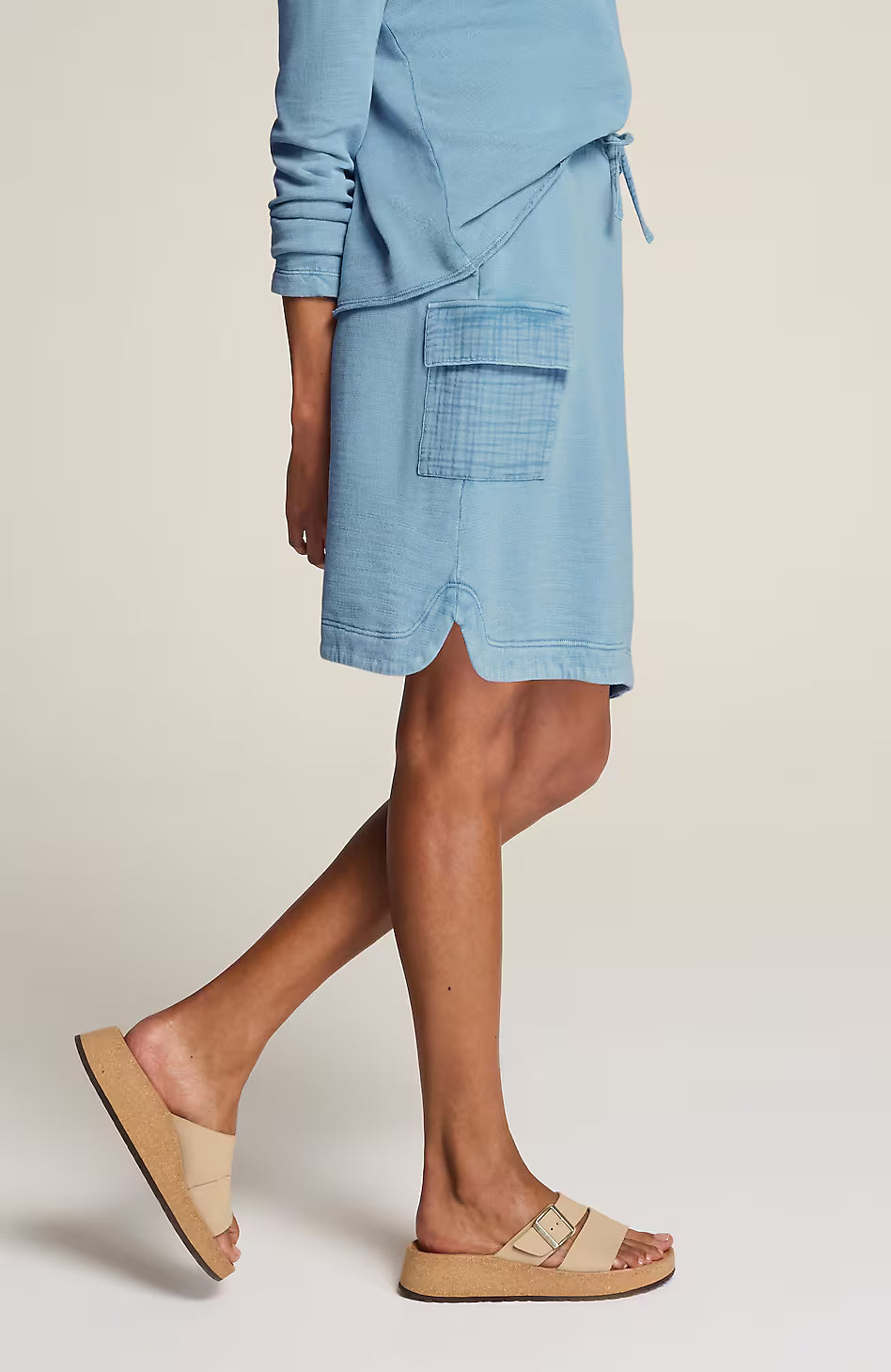 Fit Slub-Terry Garment-Dyed Cargo Skirt