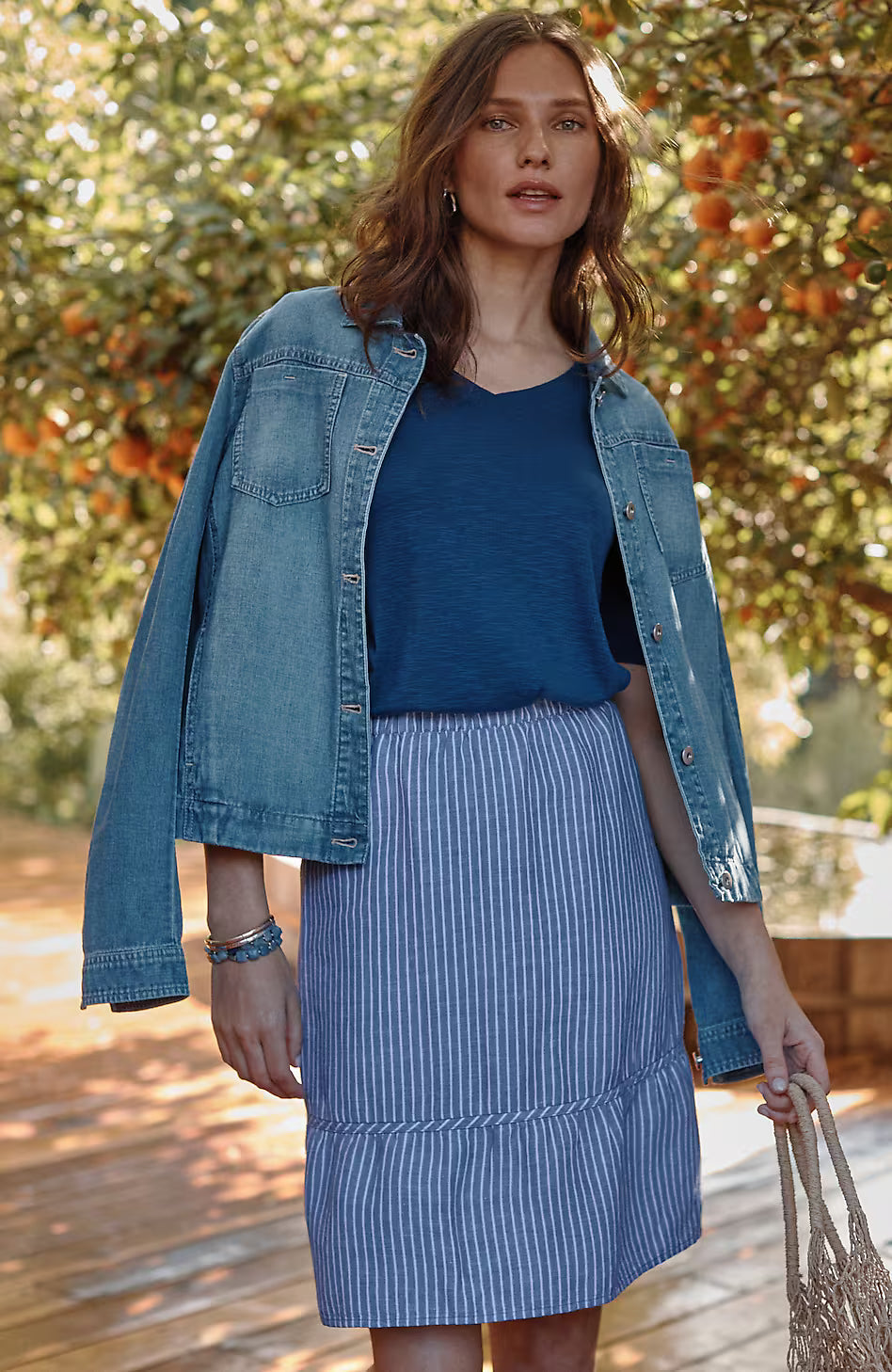 Linen & Rayon Yarn-Dyed Skirt