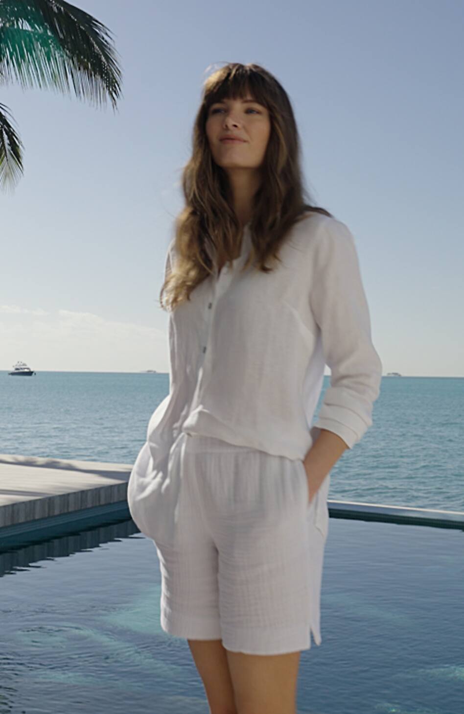 Cotton-Gauze Slit-Hem Shorts