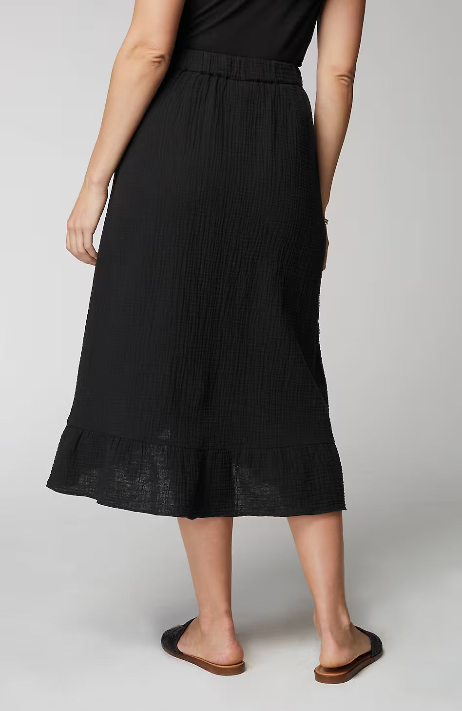 Cotton-Gauze Ruffled Wrap Skirt