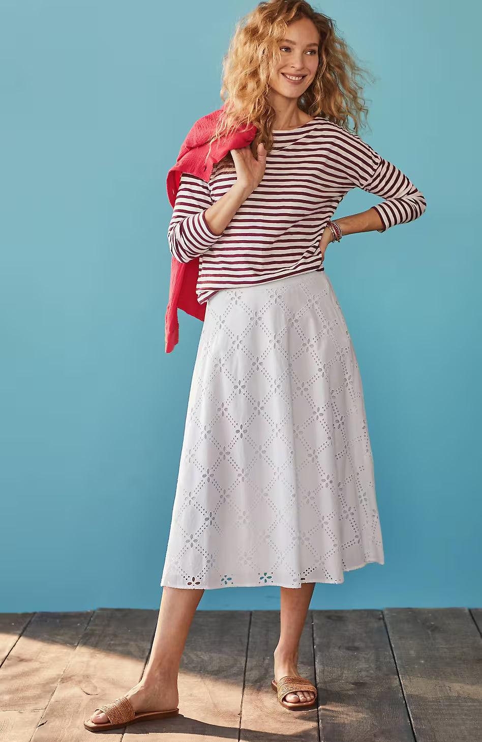 Eyelet Midi Skirt