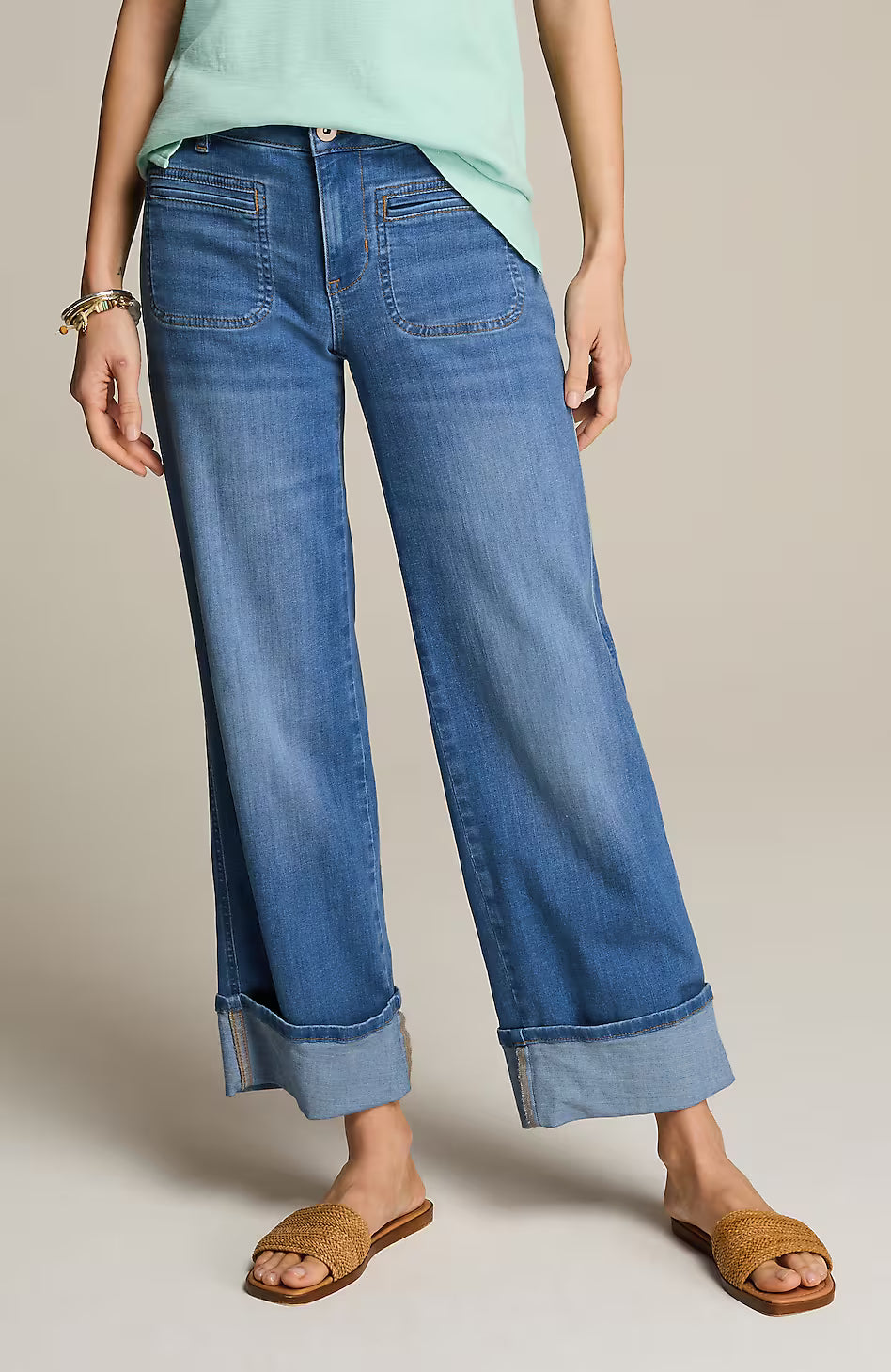 Wide-Leg Cuffed Crops