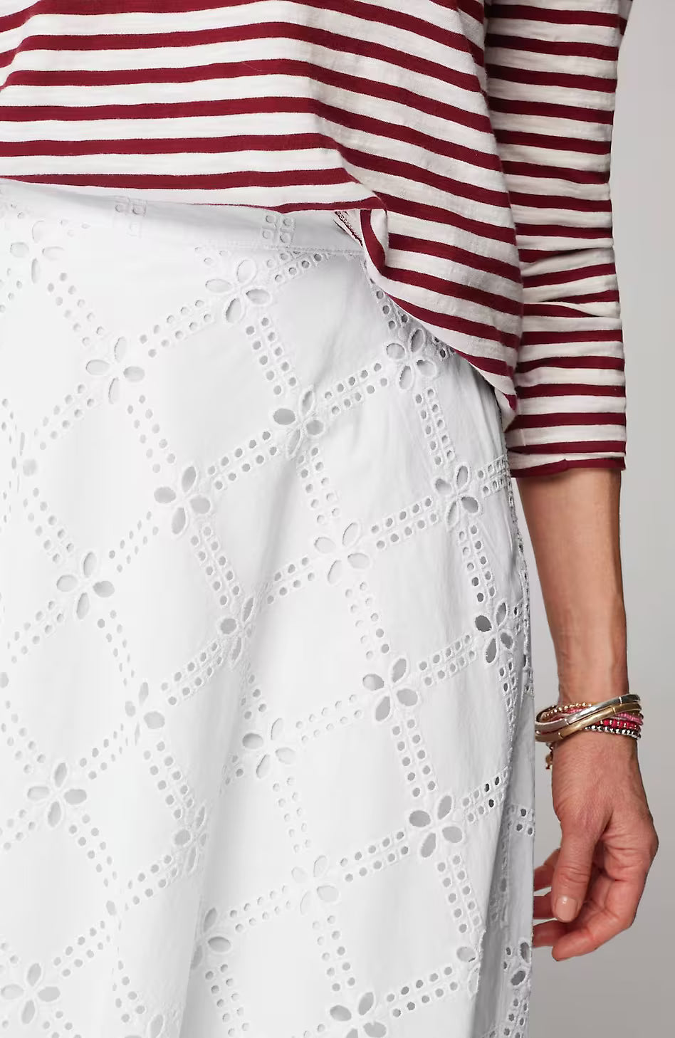 Eyelet Midi Skirt