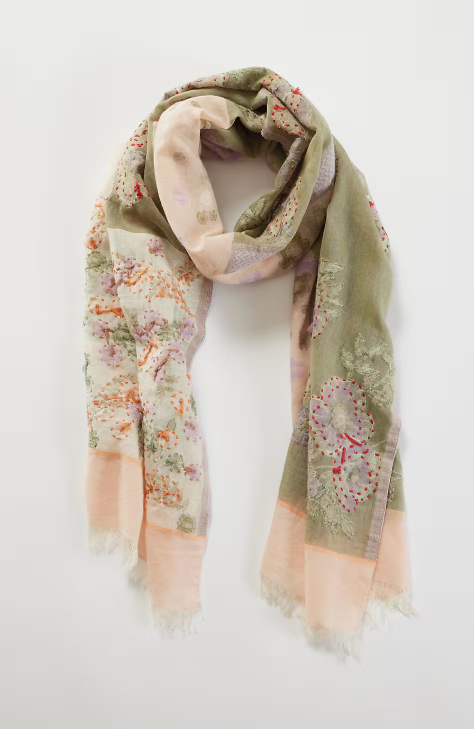 Compassion Fund Floral-Embroidered Scarf