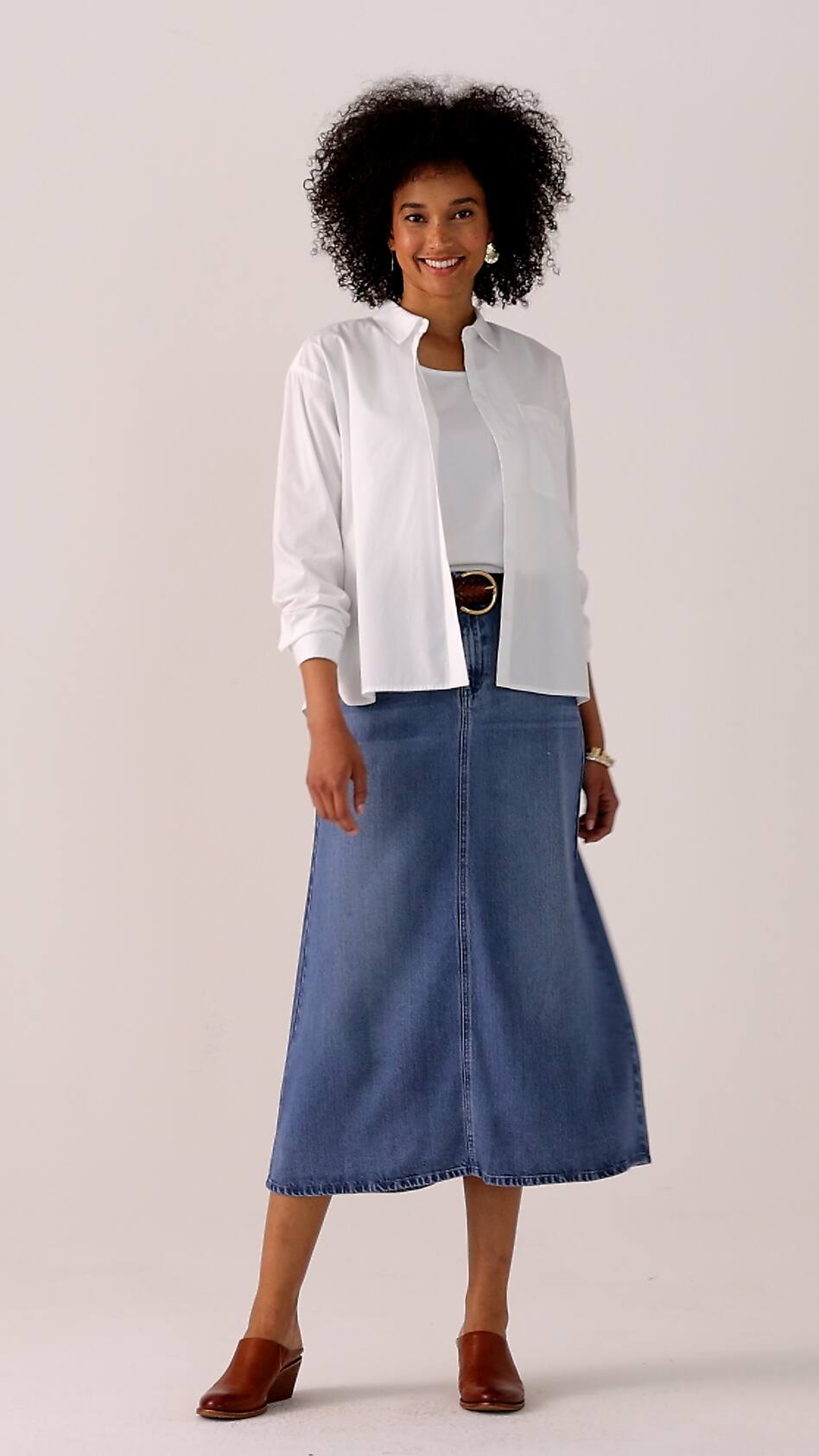 Denim A-Line Maxi Skirt
