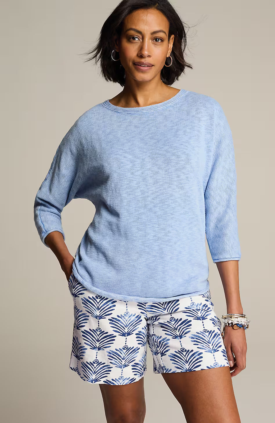 Linen & Rayon Pull-On Shorts