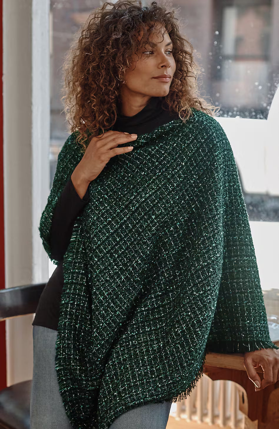 Textured Tweed Poncho