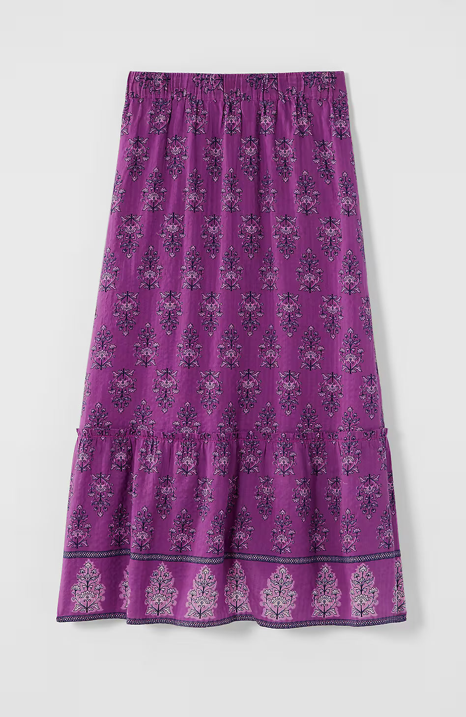 Printed Tiered Midi Skirt