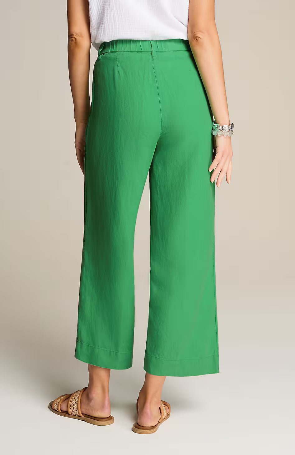 Linen Creased-Front Wide-Leg Pants