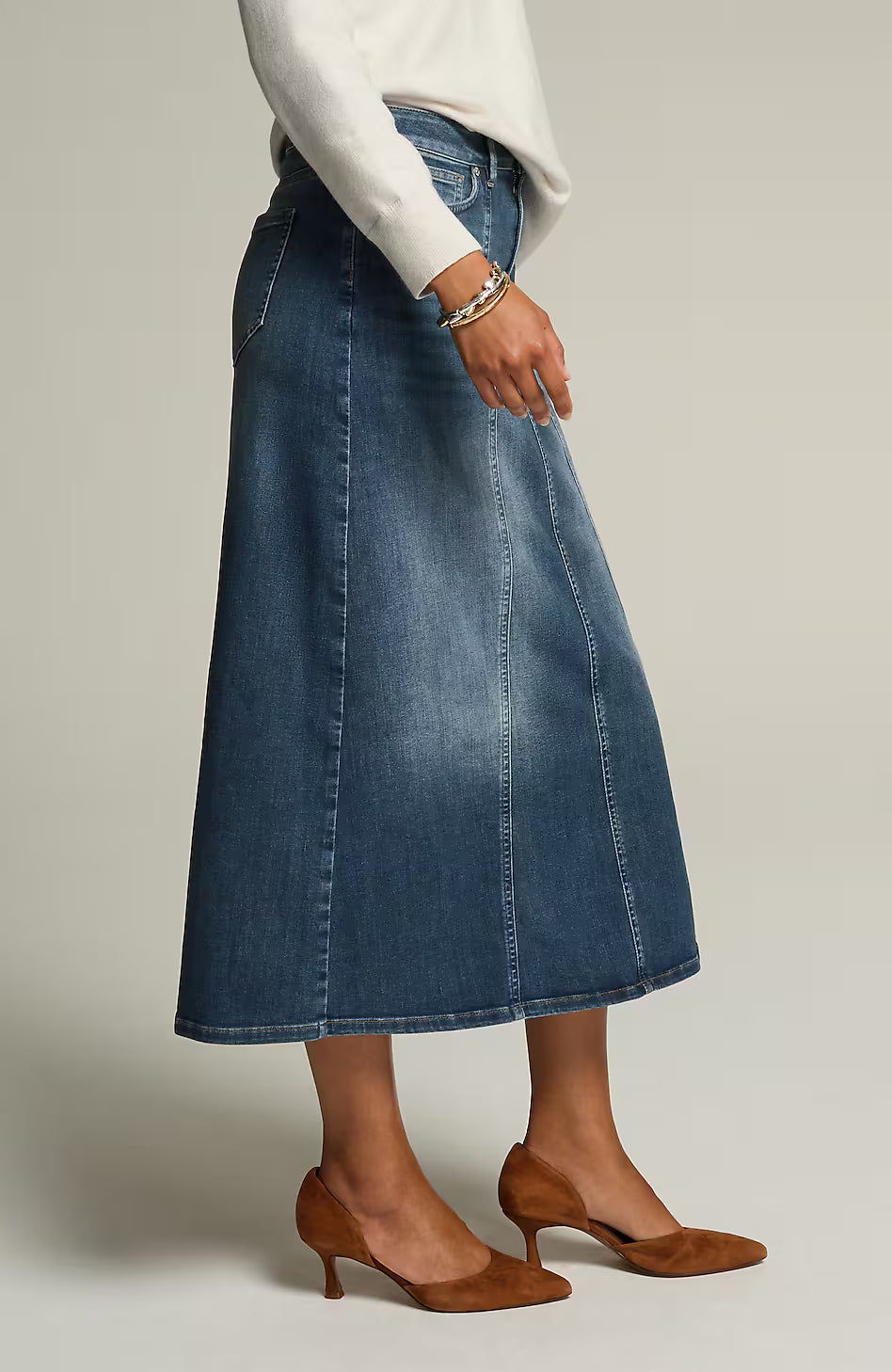 Seamed Denim Maxi Skirt