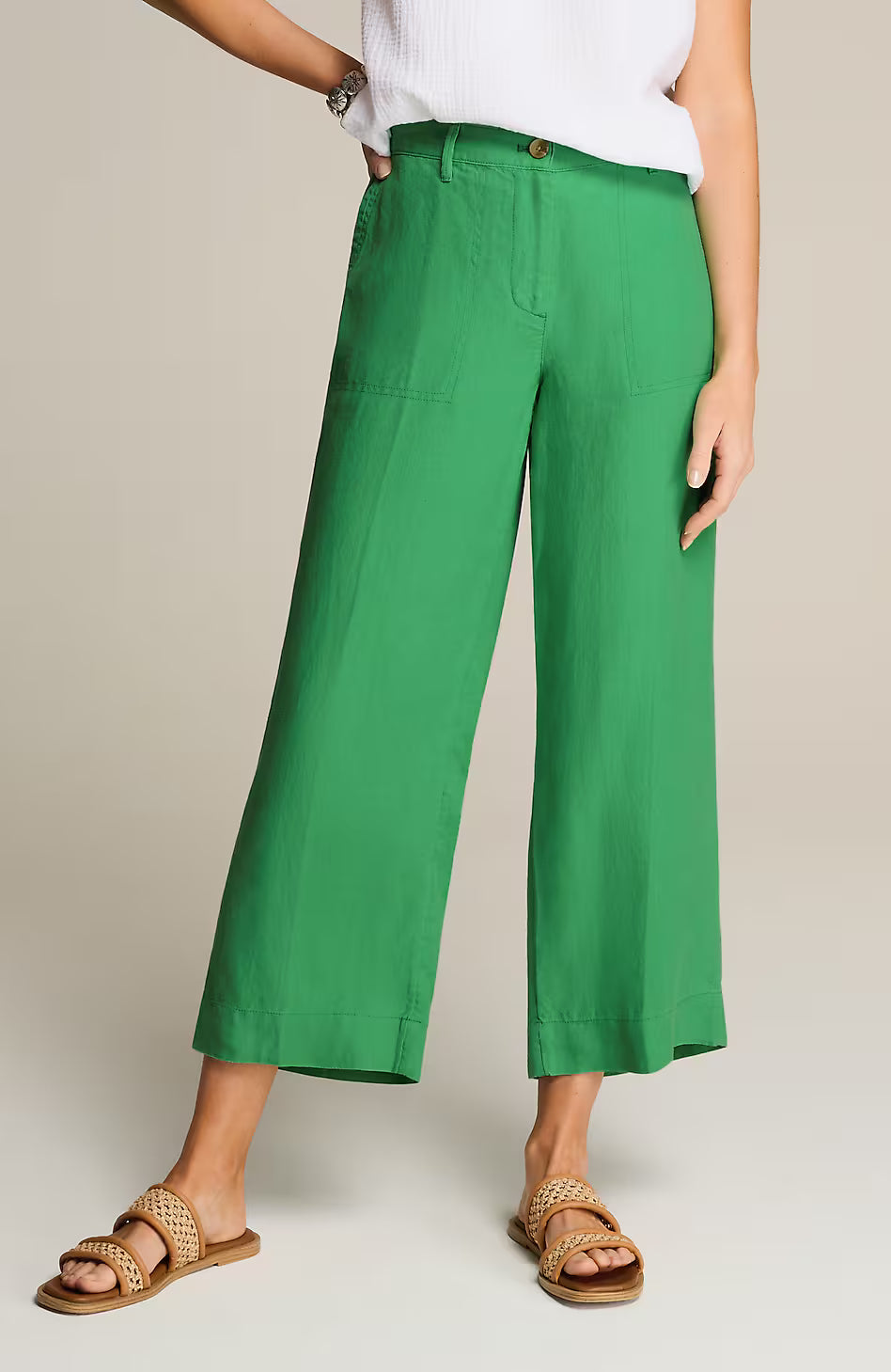 Linen Creased-Front Wide-Leg Pants