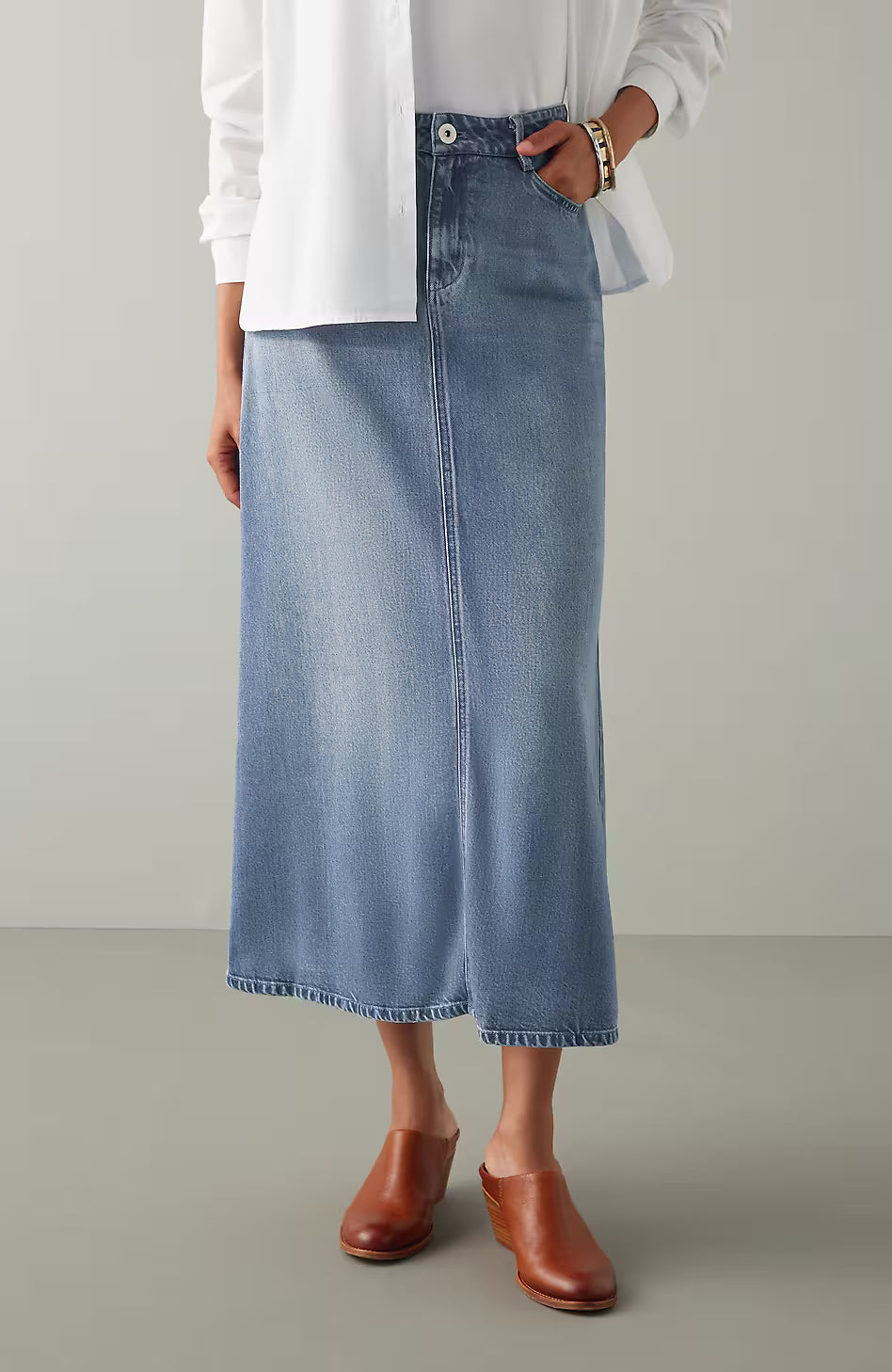 Denim A-Line Maxi Skirt