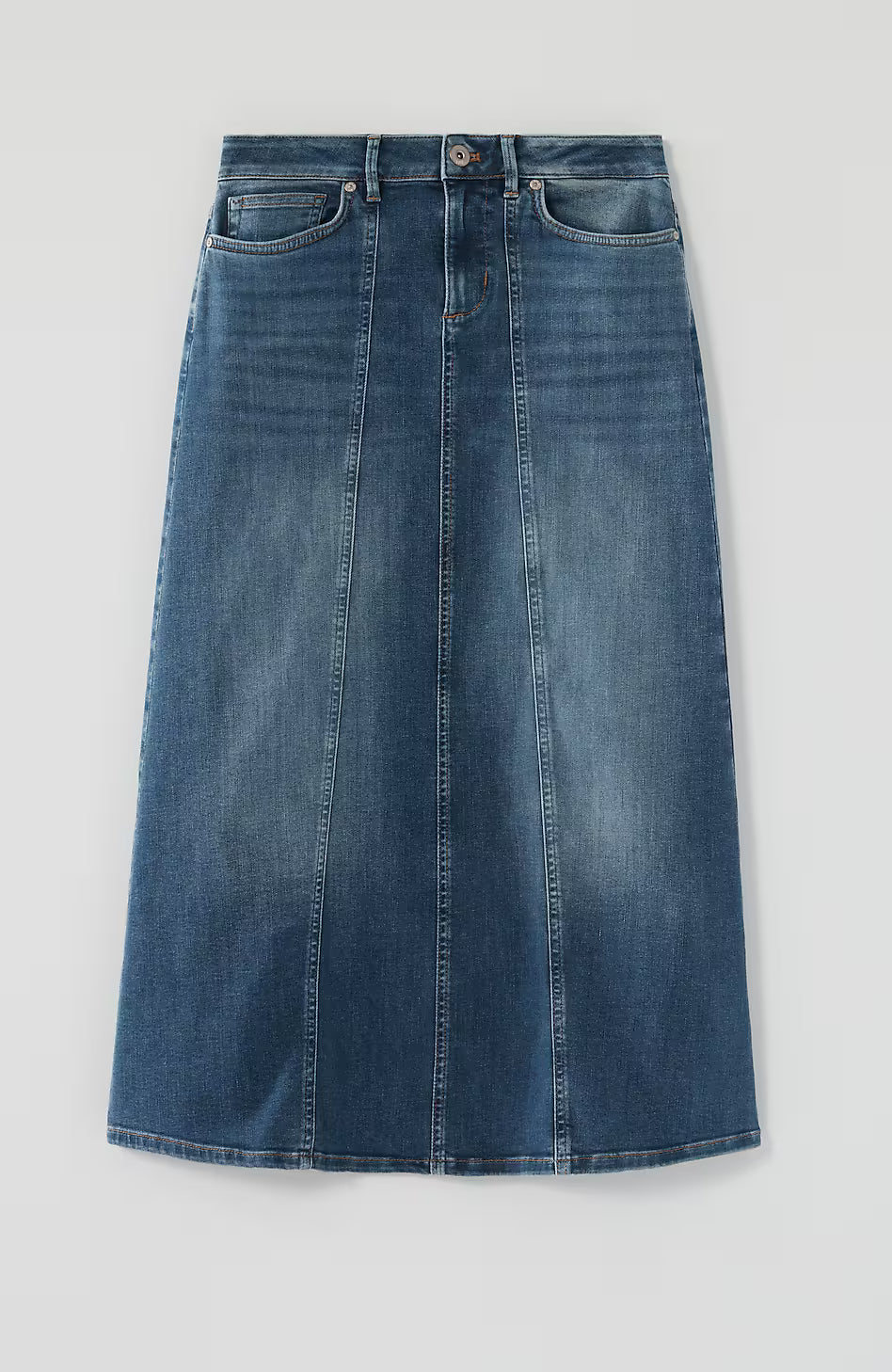 Seamed Denim Maxi Skirt