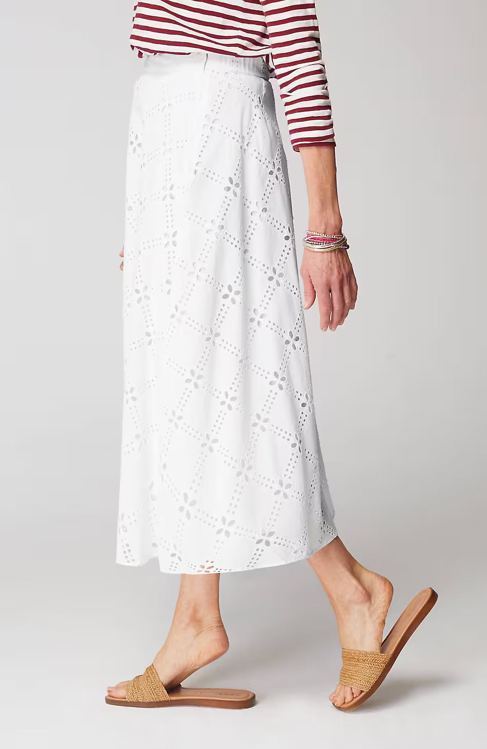 Eyelet Midi Skirt