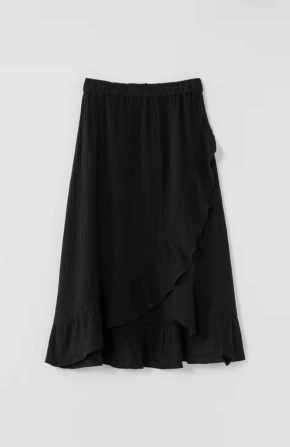 Cotton-Gauze Ruffled Wrap Skirt