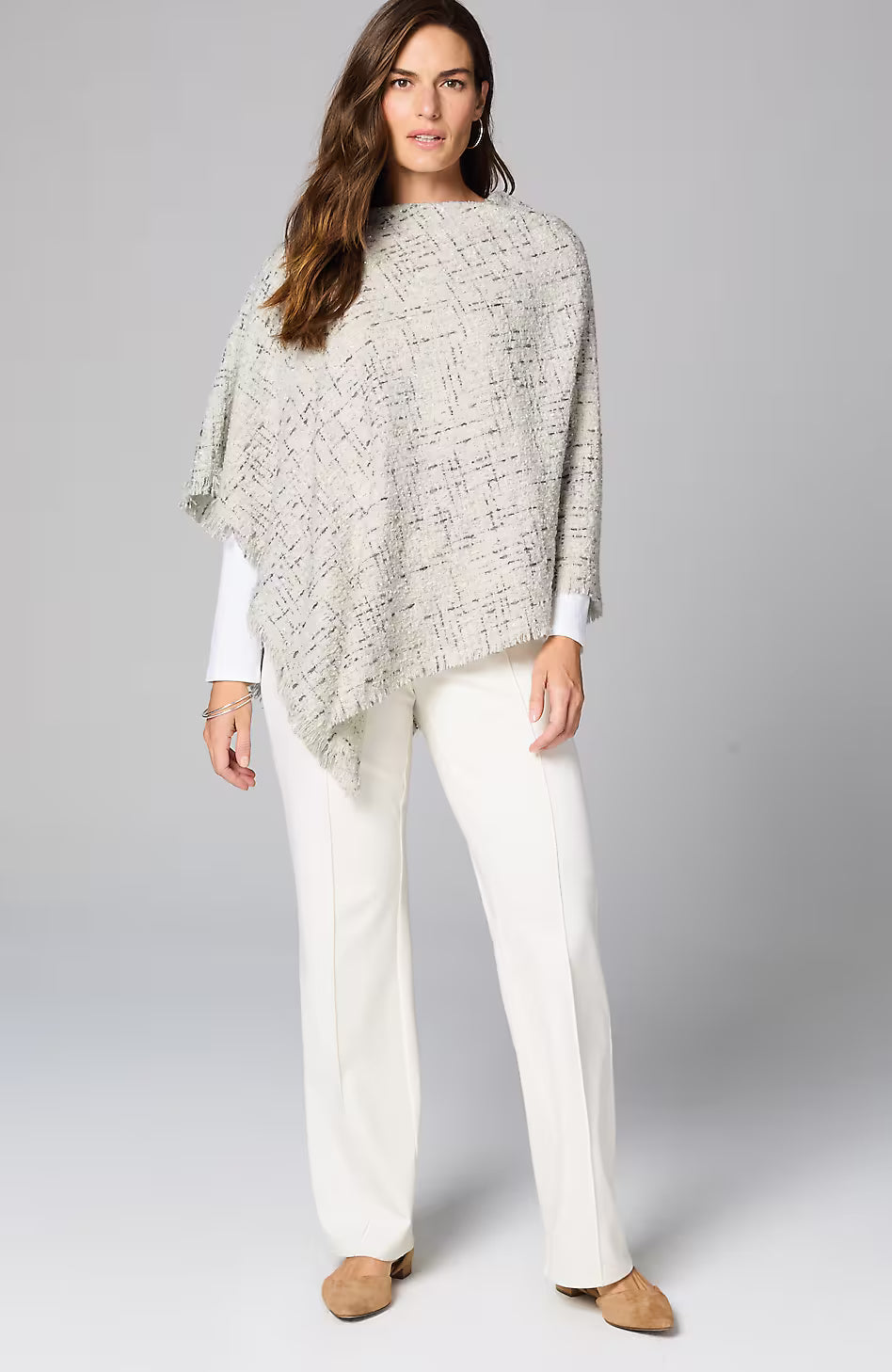 Textured Tweed Poncho