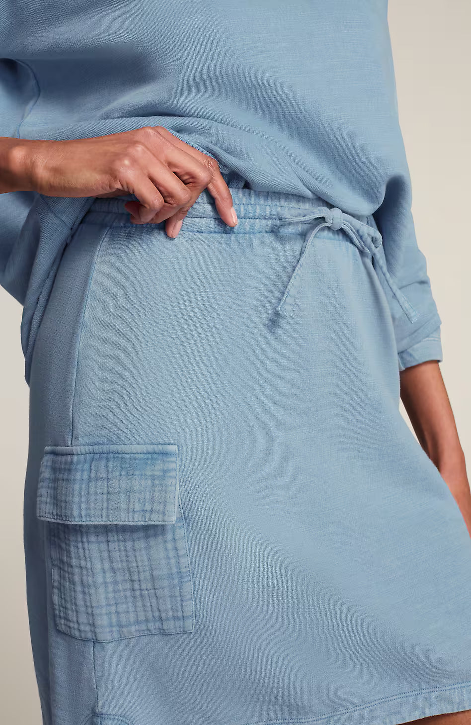 Fit Slub-Terry Garment-Dyed Cargo Skirt