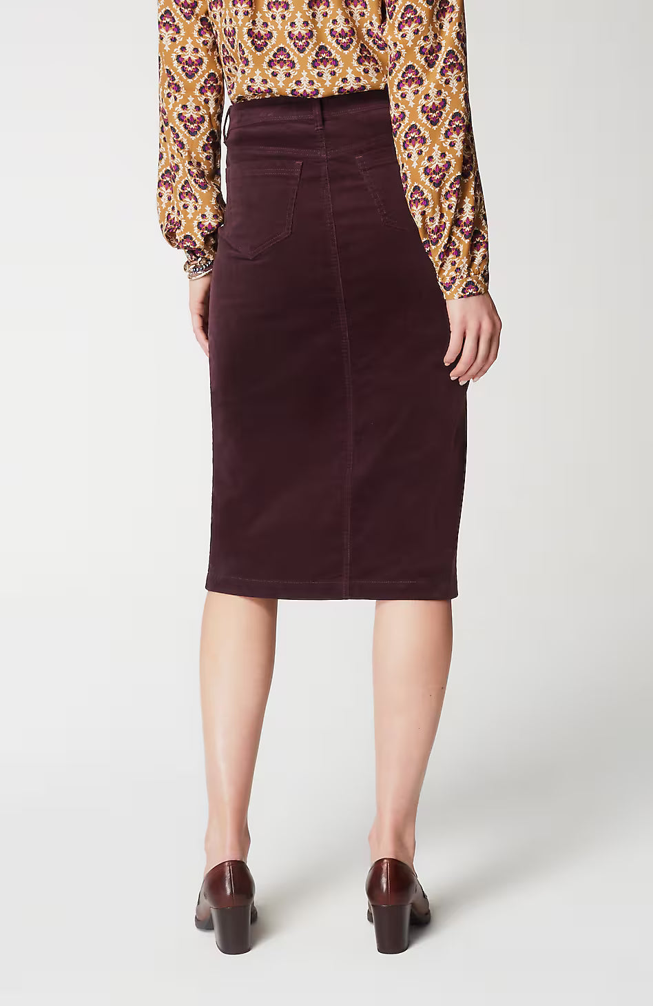 Slit-Hem Corduroy Skirt