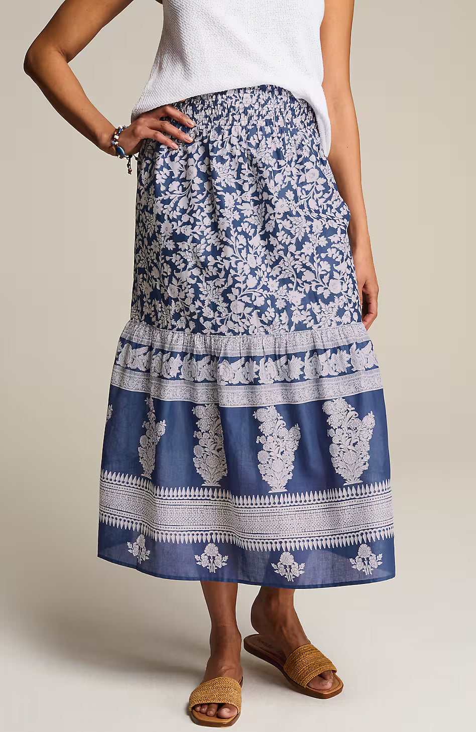 Pure Jill Border-Print Maxi Skirt