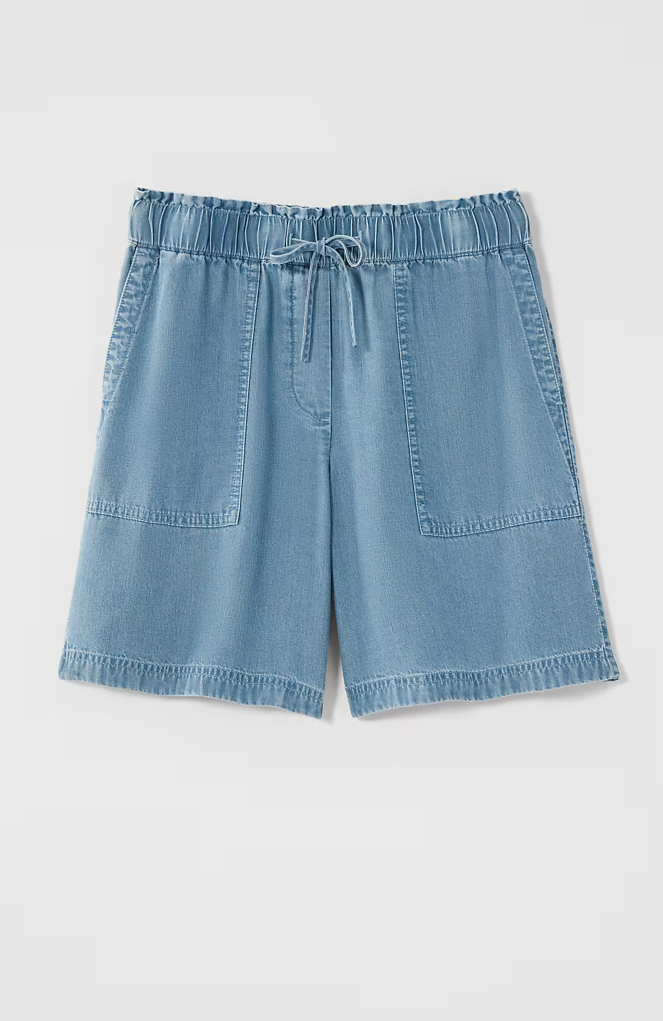 Indigo Tencel? Lyocell Patch-Pocket Shorts