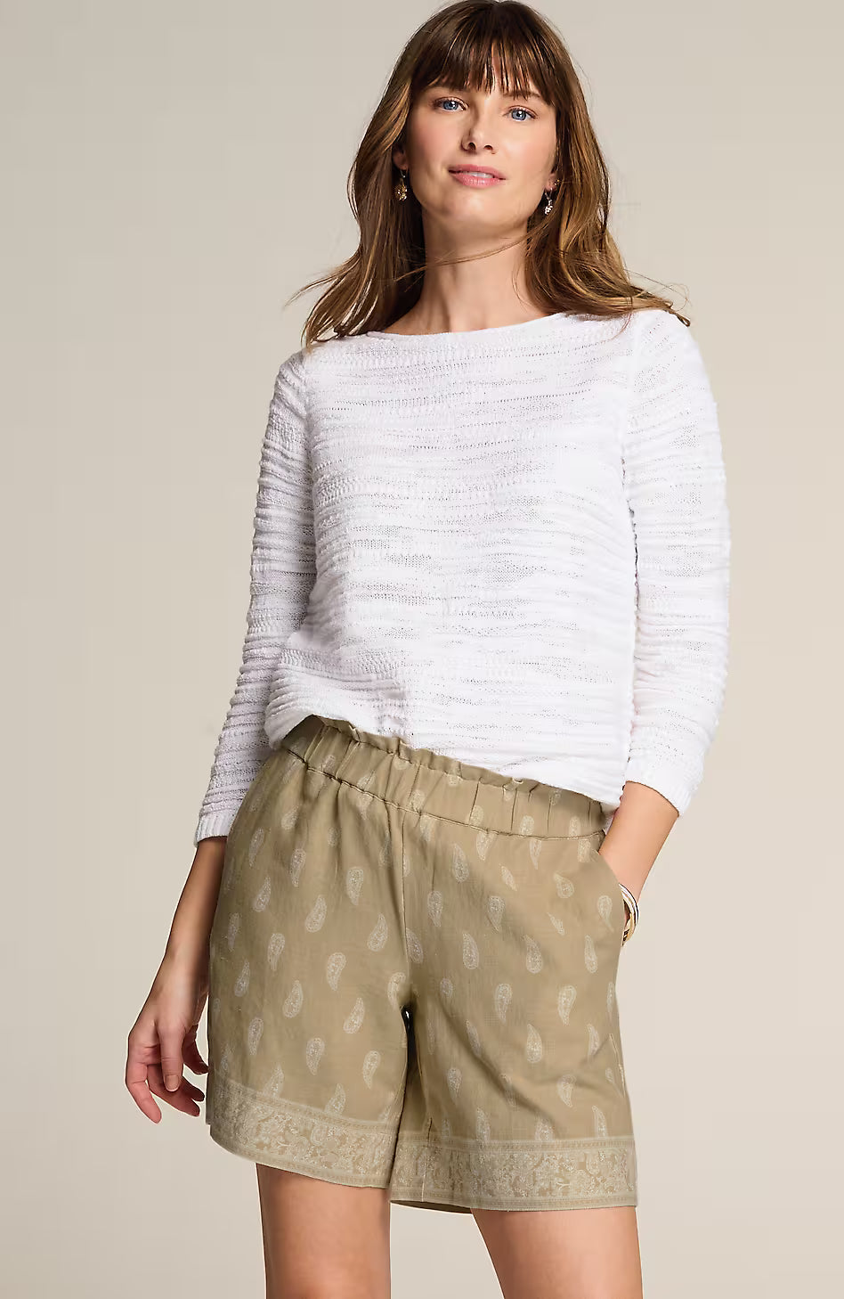 Linen & Rayon Pull-On Shorts