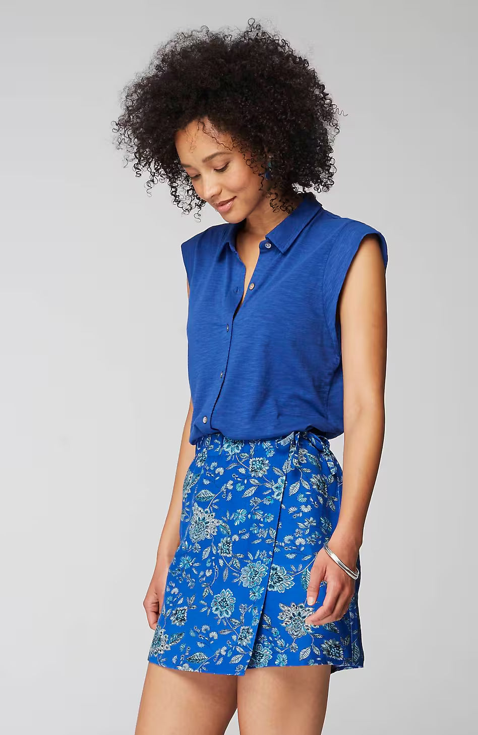 Linen & Rayon Wrap-Front Skort