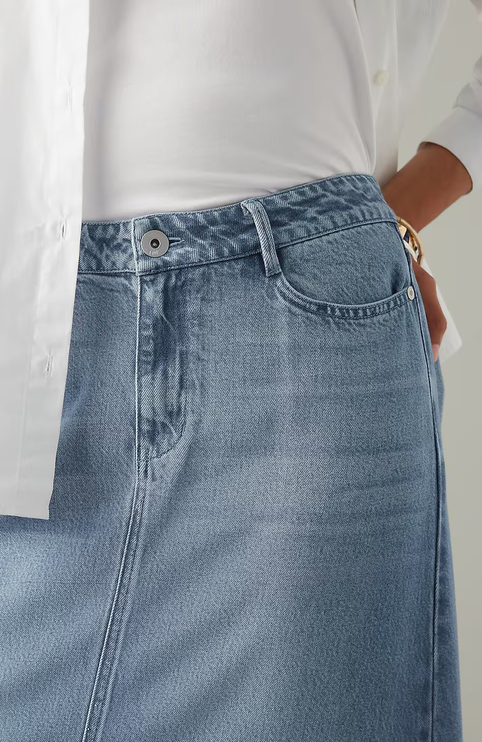 Denim A-Line Maxi Skirt